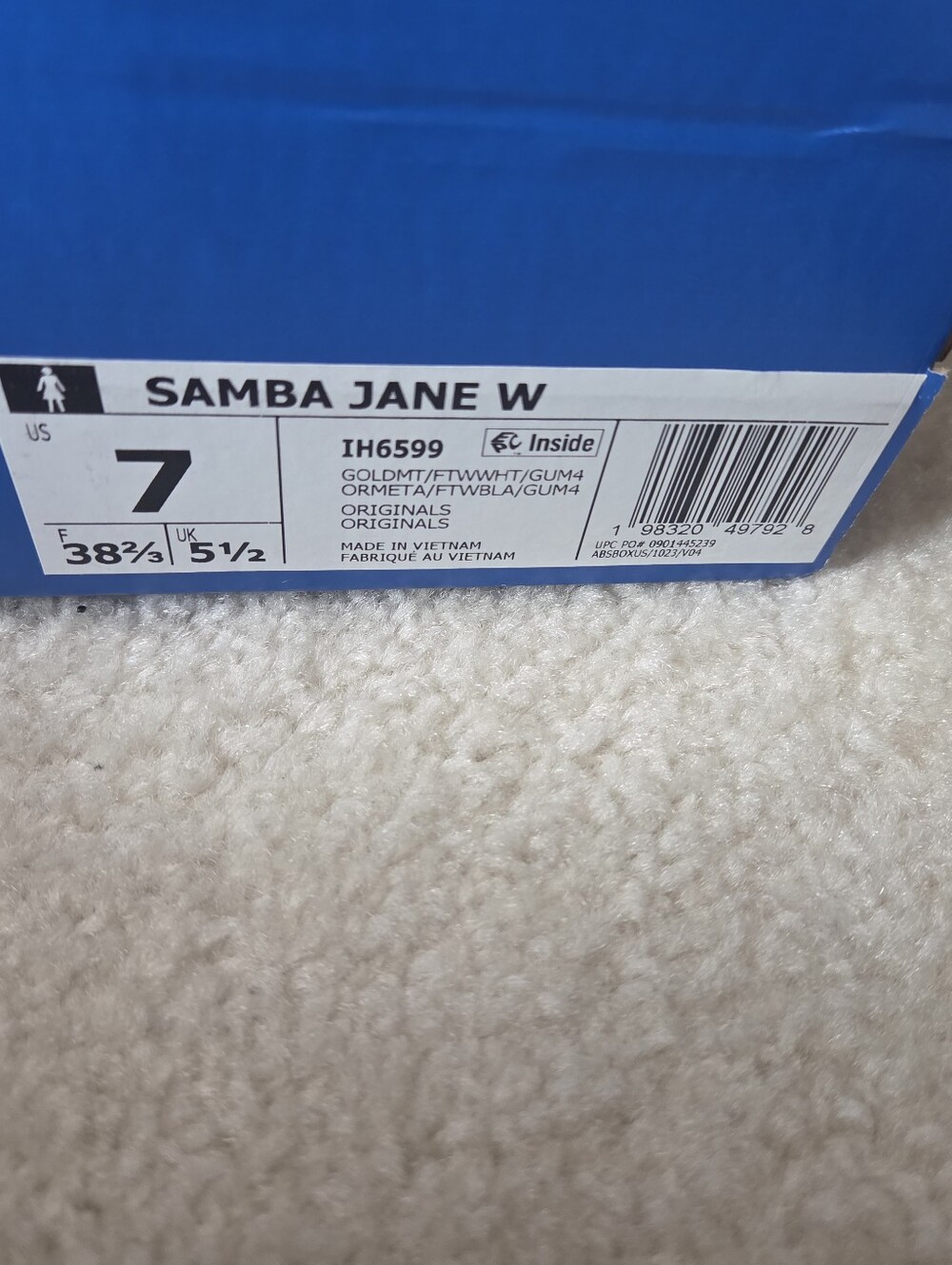 ADIDAS GOLD SAMBA JANE SNEAKER/SHOE - Picture 6 of 9
